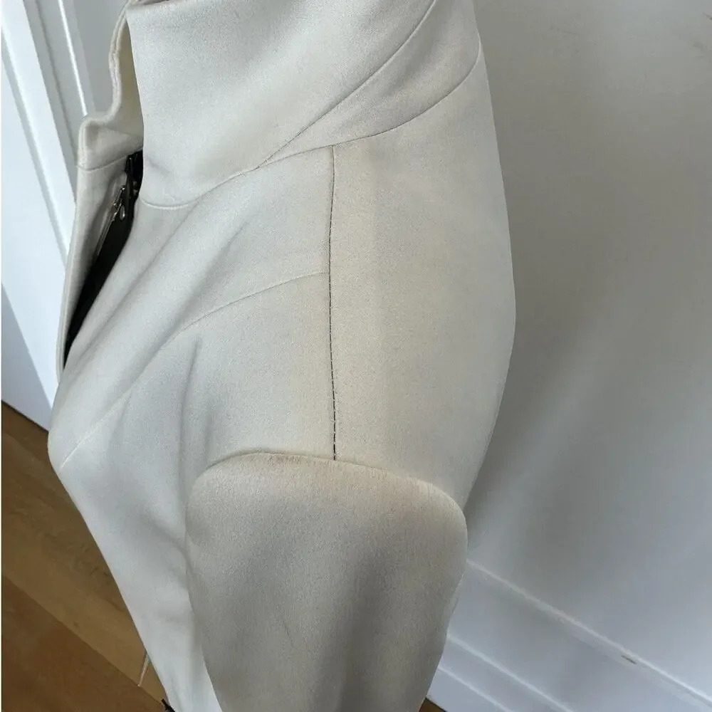 Anthony Vaccarello Hardcore Spike White Midi Coat size FR 36 Black Leather Belt